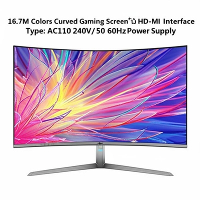 16,7 miljoen kleuren gebogen gaming scherm met HD-MI interface en AC110 240V/50 60Hz voeding
